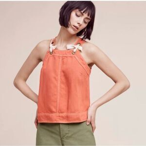 Anthropologie Maeve Cora Swing Tie Top Linen Blend 4 Women